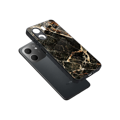 Midnight Gold sleek oppo a5x 5g cover with tempered glass back and TPU edges