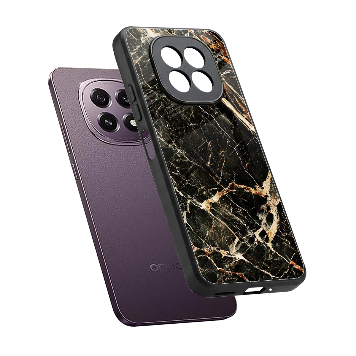 Midnight Gold sleek oppo f29 5g cover with tempered glass back and TPU edges