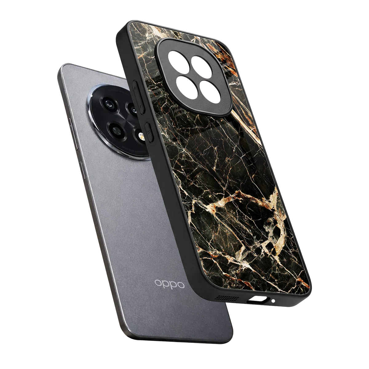 Midnight Gold sleek oppo f29 pro 5g cover with tempered glass back and TPU edges