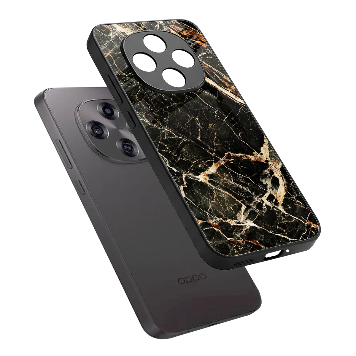 Midnight Gold sleek oppo f31 pro 5g cover with tempered glass back and TPU edges