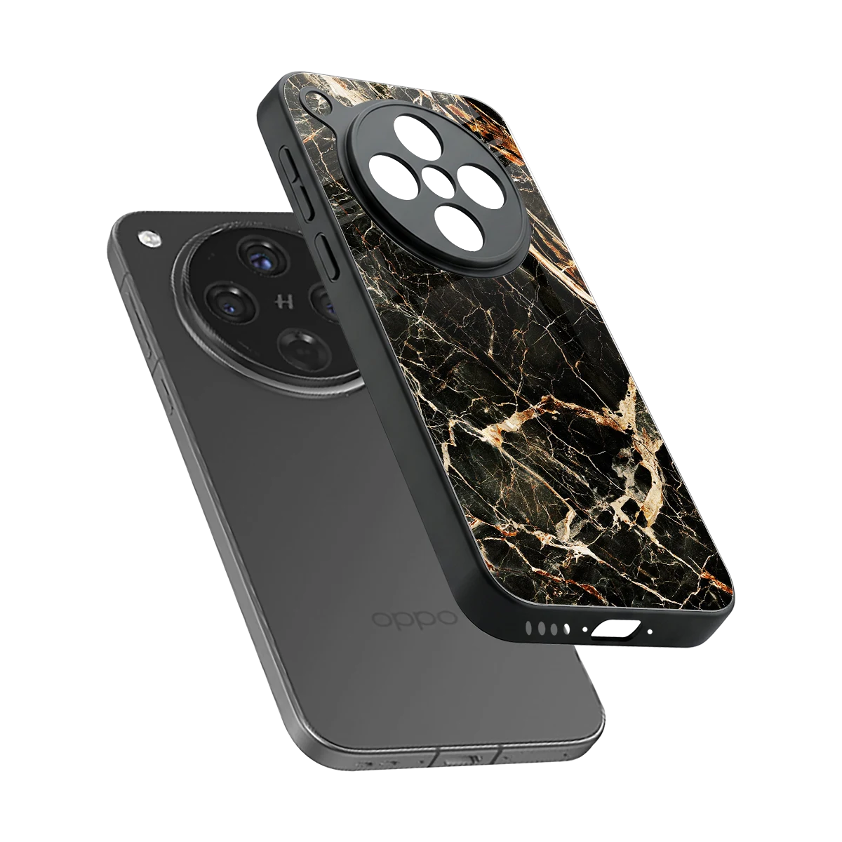 Midnight Gold sleek oppo find x8 cover with tempered glass back and TPU edges