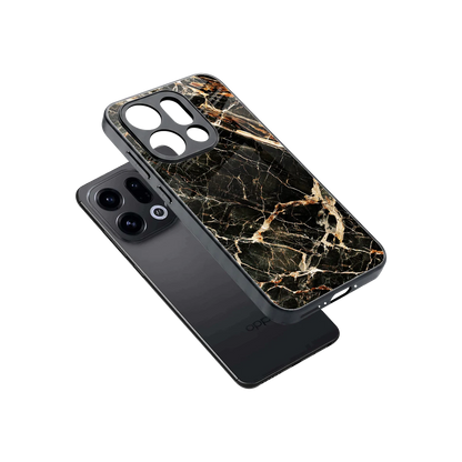 Midnight Gold sleek oppo find x9 cover with tempered glass back and TPU edges