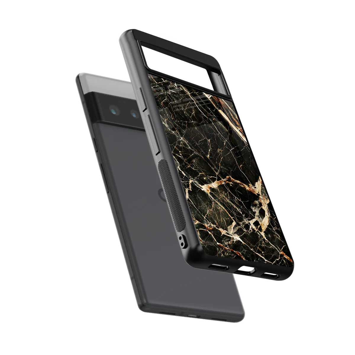 Midnight Gold sleek google pixel 6 pro cover with tempered glass back and TPU edges