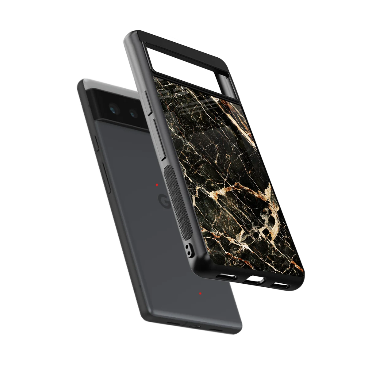Midnight Gold sleek google pixel 6a cover with tempered glass back and TPU edges