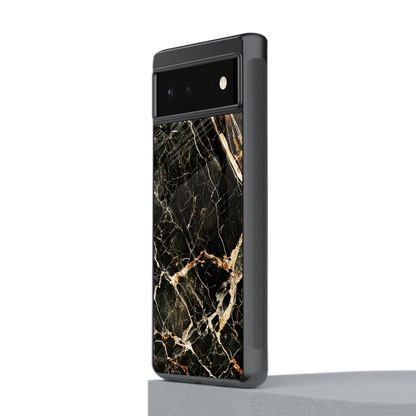 Midnight Gold stylish phone case for google pixel 6a | glossy glass and slim fit