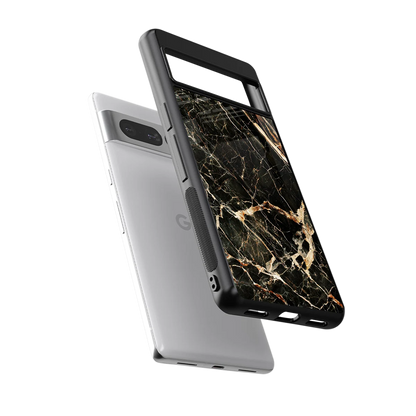 Midnight Gold sleek google pixel 7 pro cover with tempered glass back and TPU edges