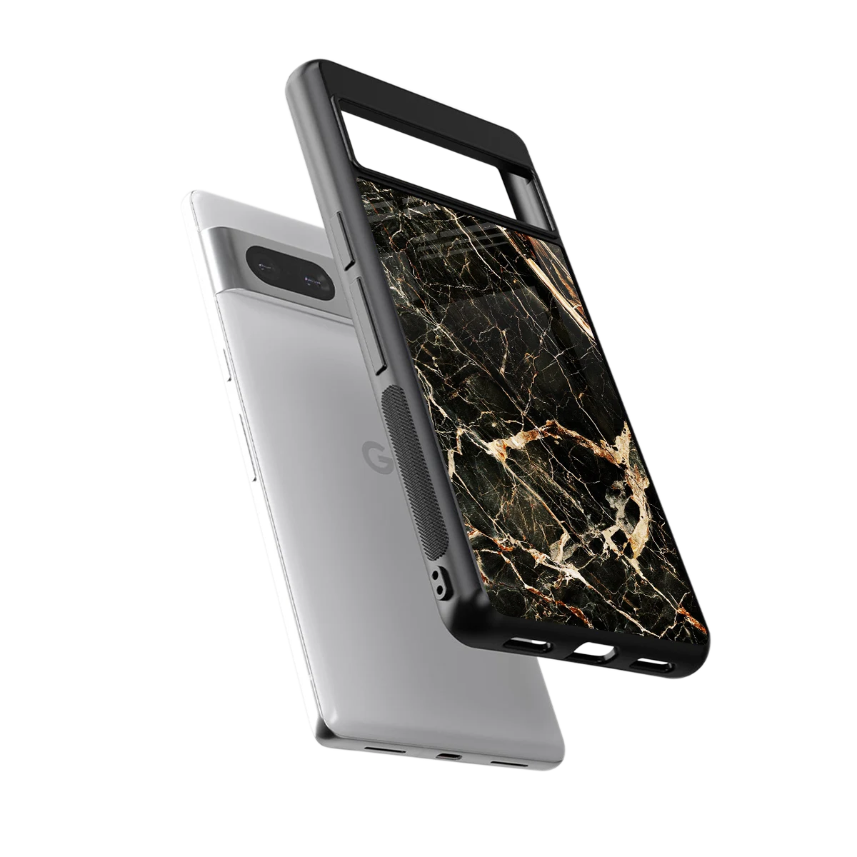 Midnight Gold sleek google pixel 7 cover with tempered glass back and TPU edges