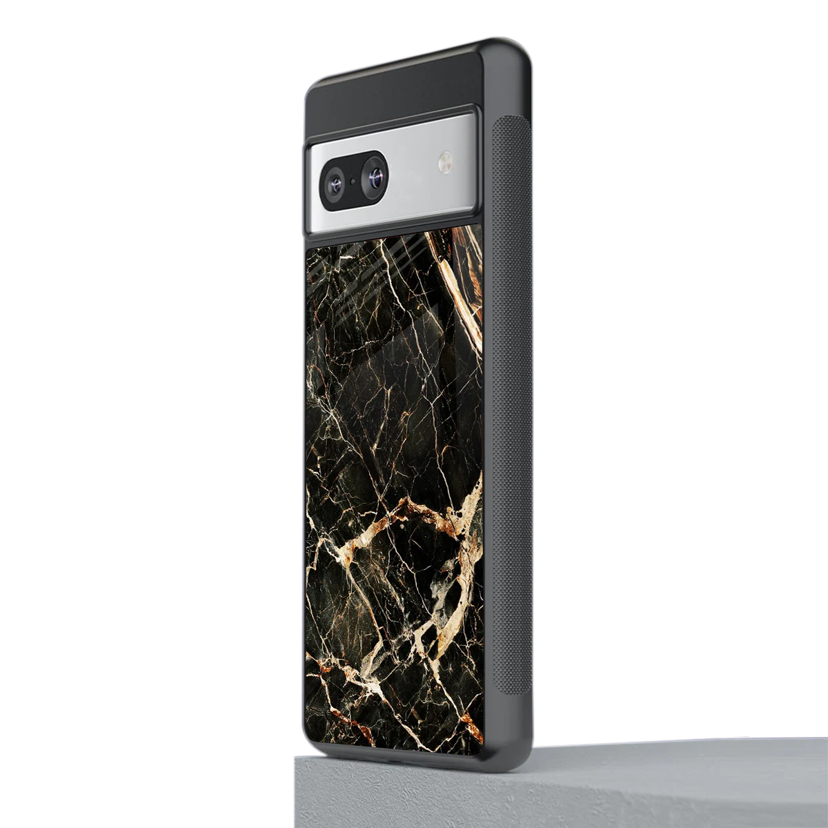 Midnight Gold stylish phone case for google pixel 7 | glossy glass and slim fit