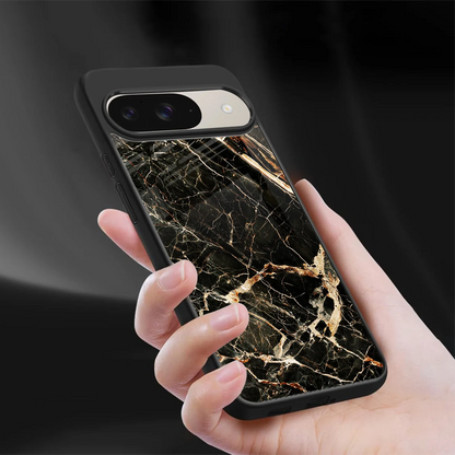 Midnight Gold sleek google pixel 9 cover with tempered glass back and TPU edges
