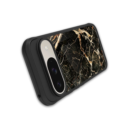 Midnight Gold stylish phone case for google pixel 9 | glossy glass and slim fit