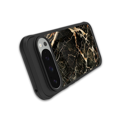 Midnight Gold stylish phone case for google pixel 9 pro | glossy glass and slim fit