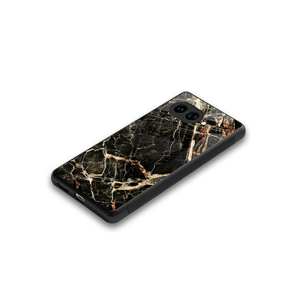 Midnight Gold stylish phone case for google pixel 9a | glossy glass and slim fit