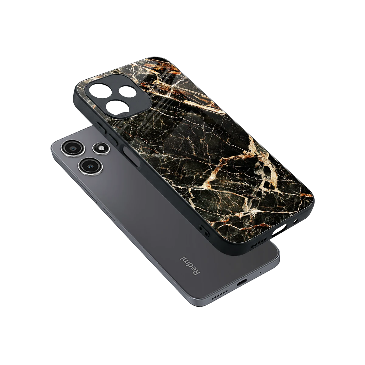 Midnight Gold sleek redmi 12 5g cover with tempered glass back and TPU edges