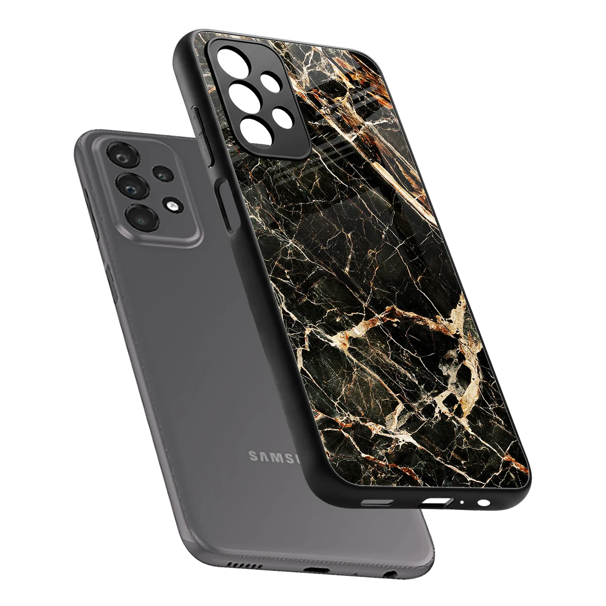 Midnight Gold sleek samsung galaxy a23 cover with tempered glass back and TPU edges