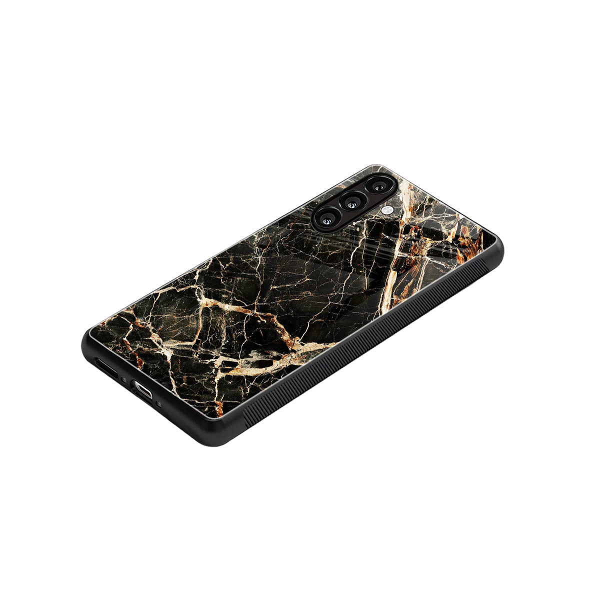 Midnight Gold stylish phone case for samsung galaxy m34 5g | glossy glass and slim fit