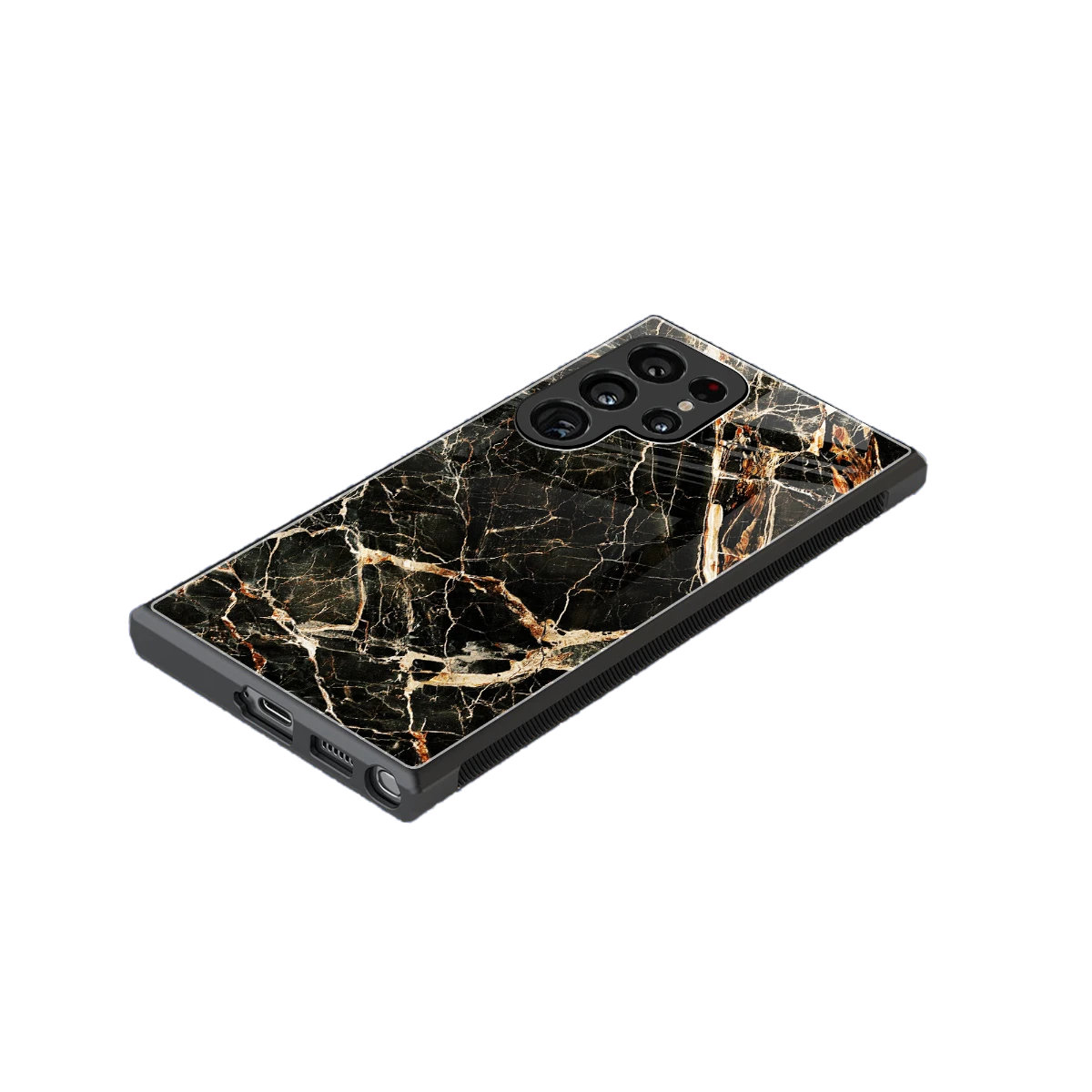 Midnight Gold stylish phone case for samsung galaxy s24 ultra | glossy glass and slim fit