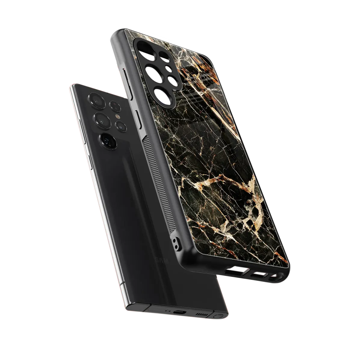Midnight Gold sleek samsung galaxy s25 ultra cover with tempered glass back and TPU edges