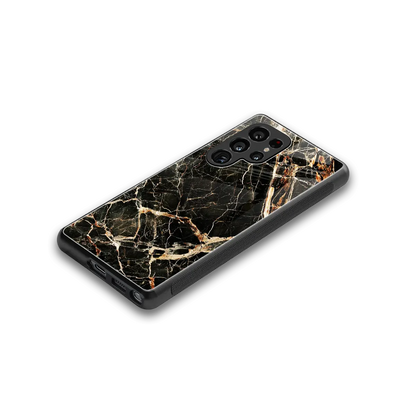 Midnight Gold stylish phone case for samsung galaxy s25 ultra | glossy glass and slim fit