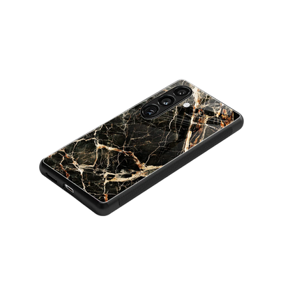 Midnight Gold stylish phone case for samsung galaxy s25 | glossy glass and slim fit