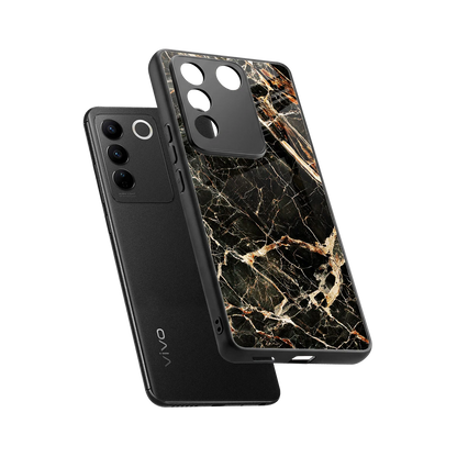 Midnight Gold sleek vivo v27 5g cover with tempered glass back and TPU edges