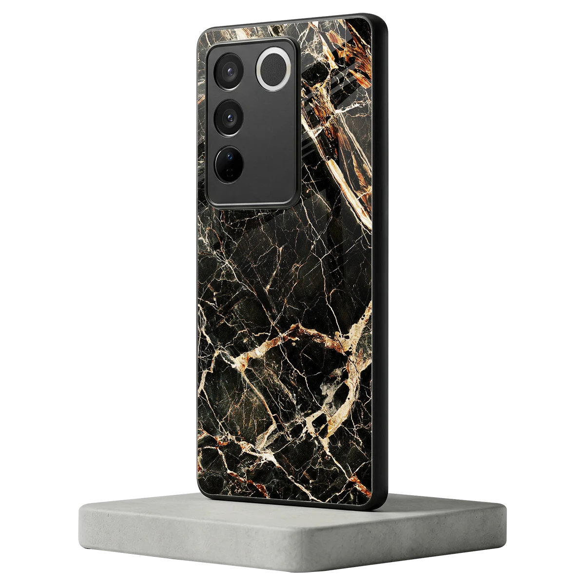 Midnight Gold vivo v27 5g mobile cover | shockproof glass phone case