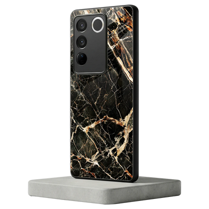 Midnight Gold vivo v27 5g mobile cover | shockproof glass phone case