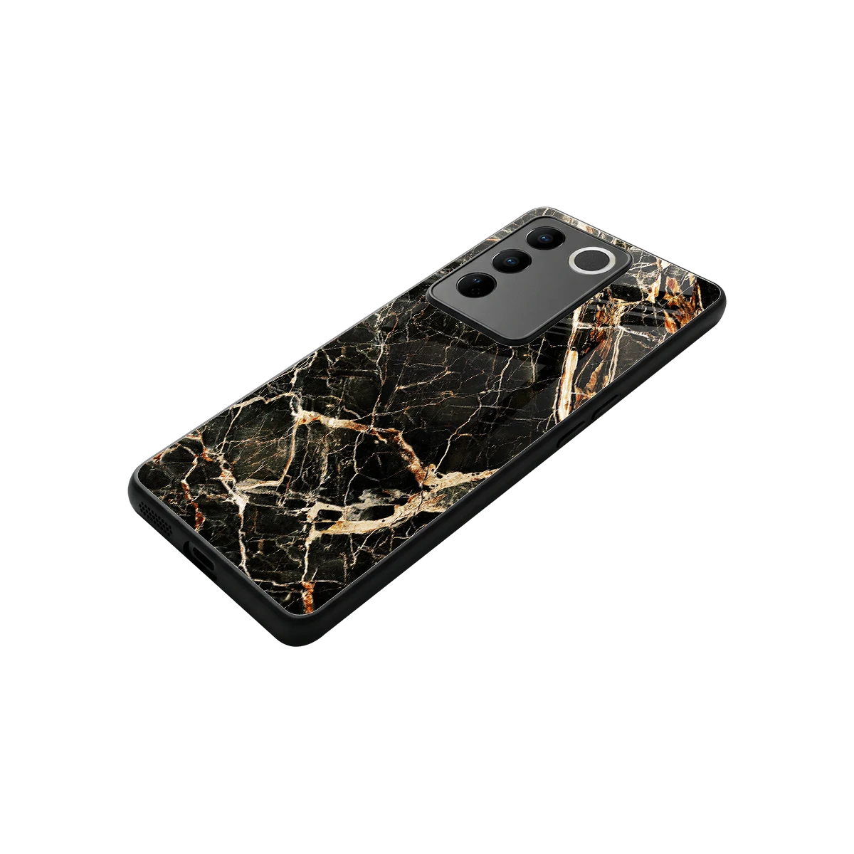 Midnight Gold stylish phone case for vivo v27 5g | glossy glass and slim fit