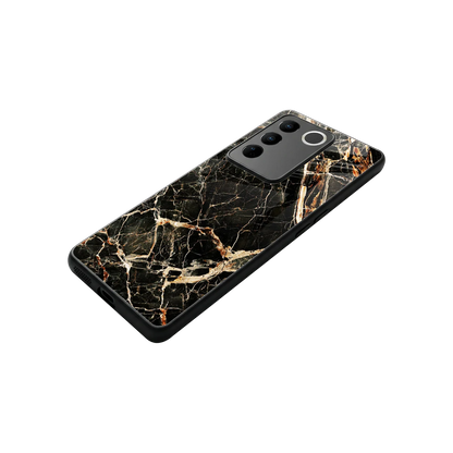 Midnight Gold stylish phone case for vivo v27 5g | glossy glass and slim fit