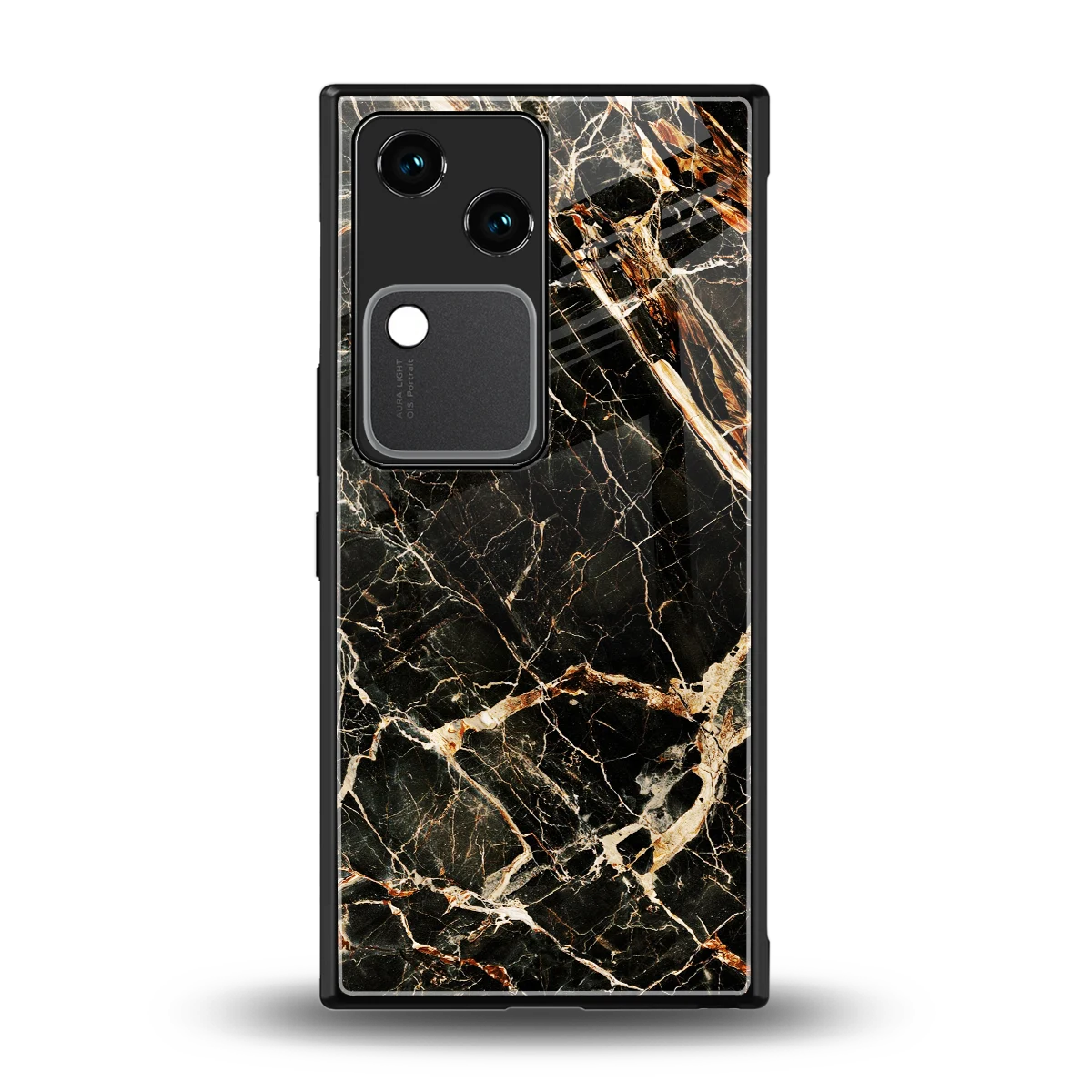 Midnight Gold back phone cover | glass case for vivo v30