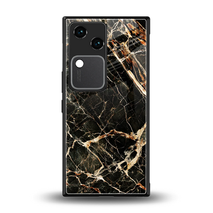 Midnight Gold back phone cover | glass case for vivo v30