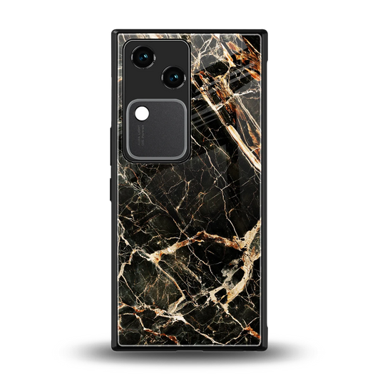 Midnight Gold back phone cover | glass case for vivo v30