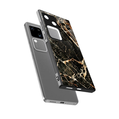 Midnight Gold sleek vivo v30 cover with tempered glass back and TPU edges