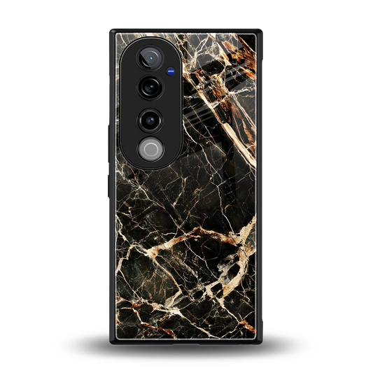 Midnight Gold back phone cover | glass case for vivo v40 pro