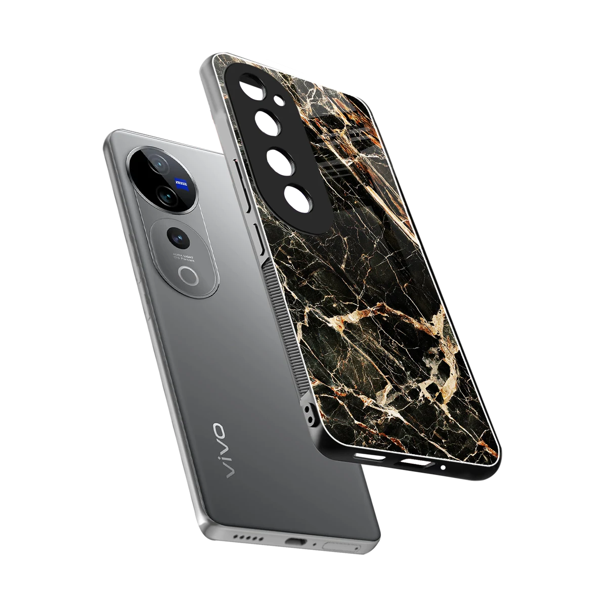 Midnight Gold sleek vivo v40 pro cover with tempered glass back and TPU edges