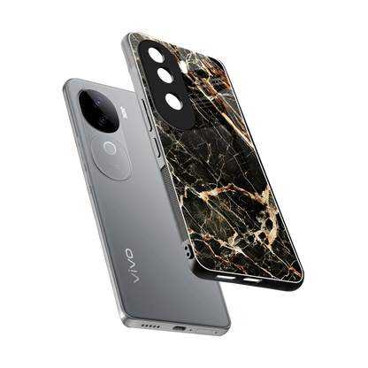 Midnight Gold sleek vivo v40e cover with tempered glass back and TPU edges