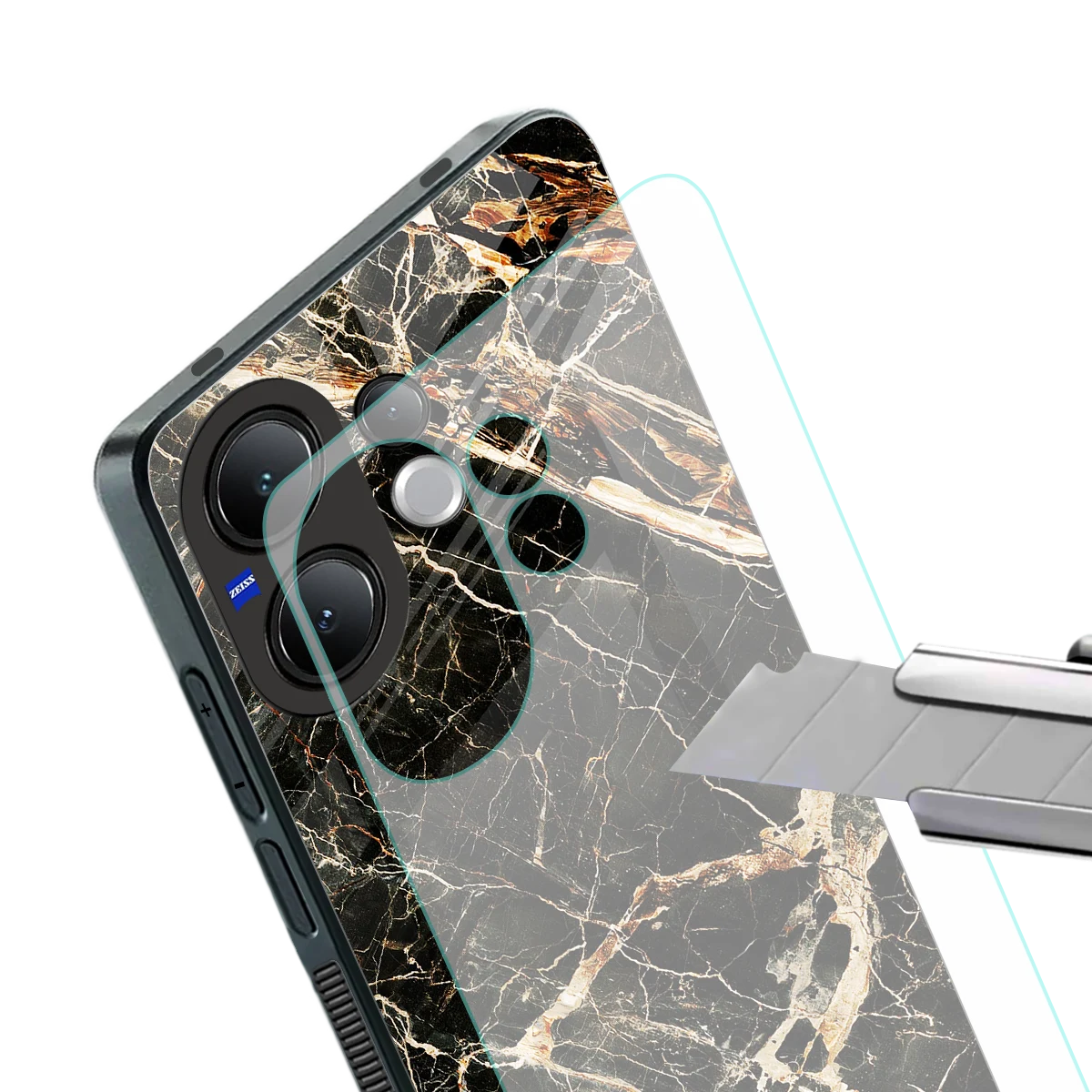 Midnight Gold stylish phone case for vivo v60 | glossy glass and slim fit