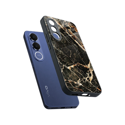 Midnight Gold sleek vivo v70 fe cover with tempered glass back and TPU edges