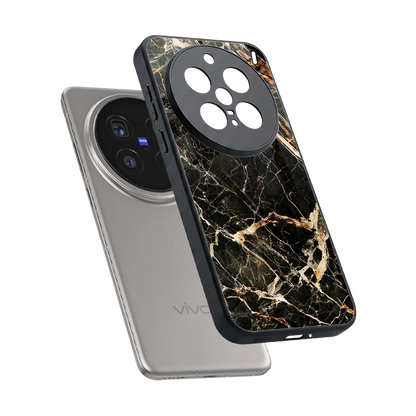 Midnight Gold sleek vivo x200 pro cover with tempered glass back and TPU edges