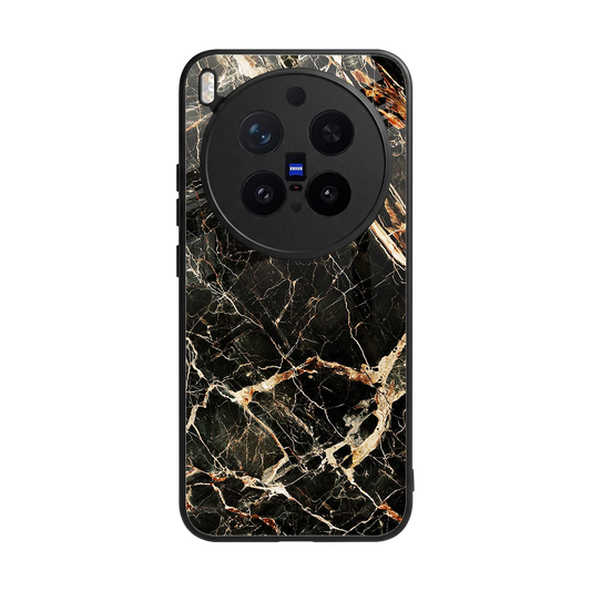 Midnight Gold back phone cover | glass case for vivo x300 pro