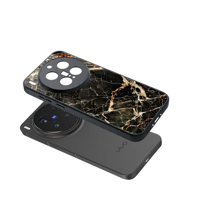 Midnight Gold sleek vivo x300 pro cover with tempered glass back and TPU edges