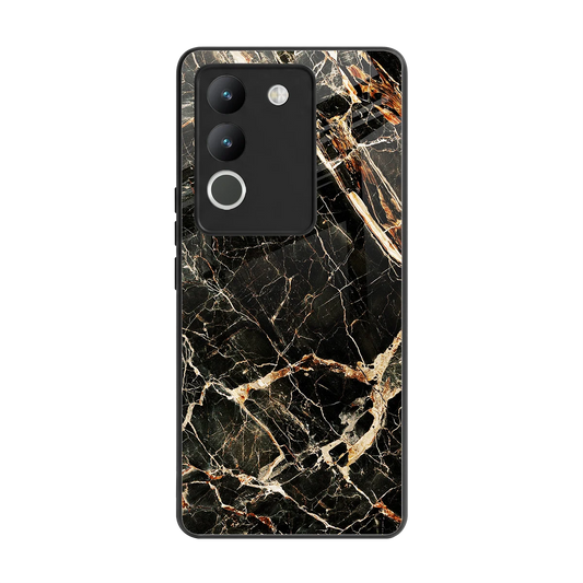 Midnight Gold back phone cover | glass case for vivo y200 5g