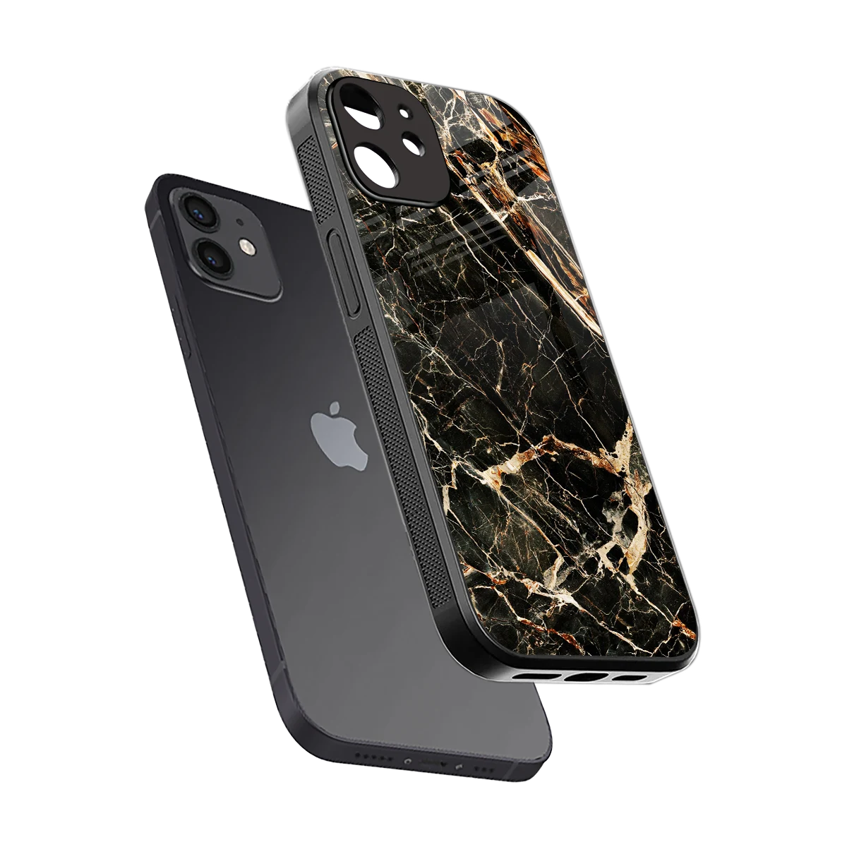 Midnight Gold sleek iphone 12 cover with tempered glass back and TPU edges