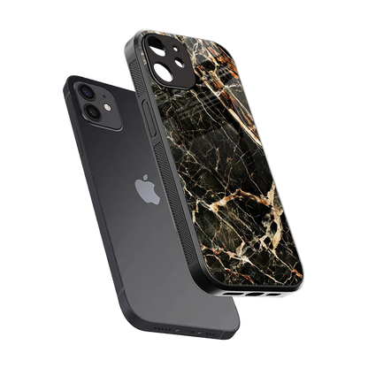 Midnight Gold sleek iphone 12 cover with tempered glass back and TPU edges