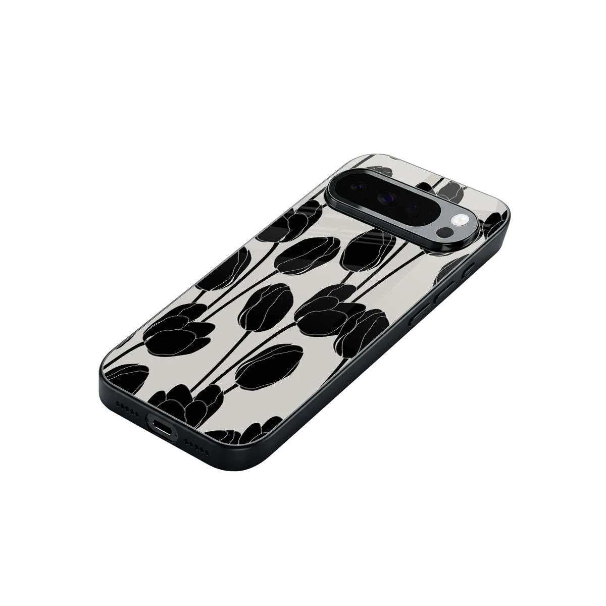 Midnight Rose stylish phone case for google pixel 10 pro xl | glossy glass and slim fit