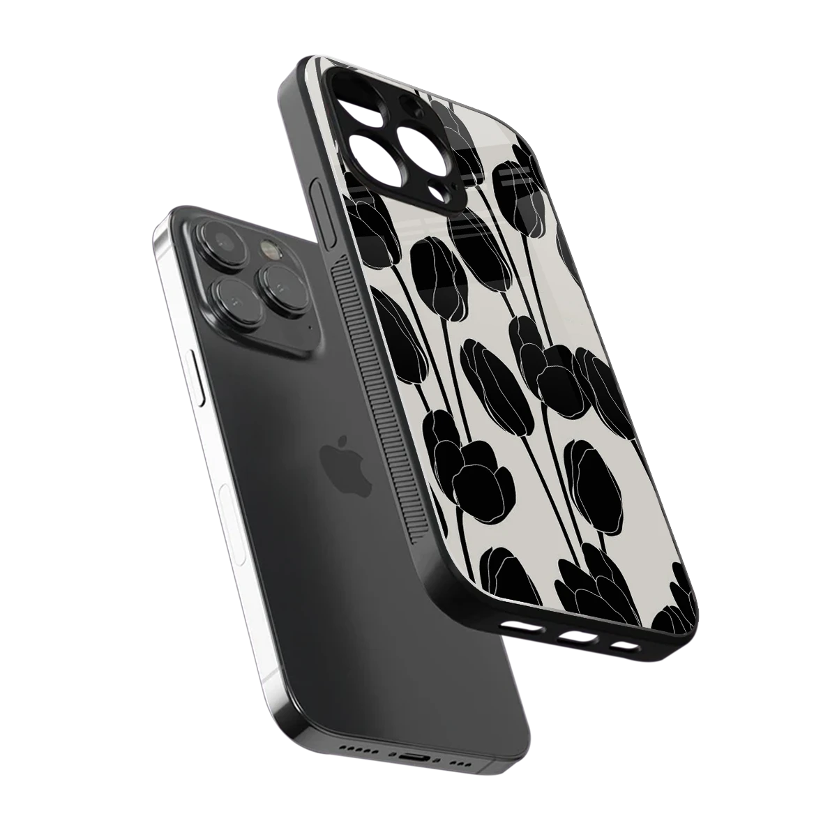 Midnight Rose sleek iphone 13 pro max cover with tempered glass back and TPU edges