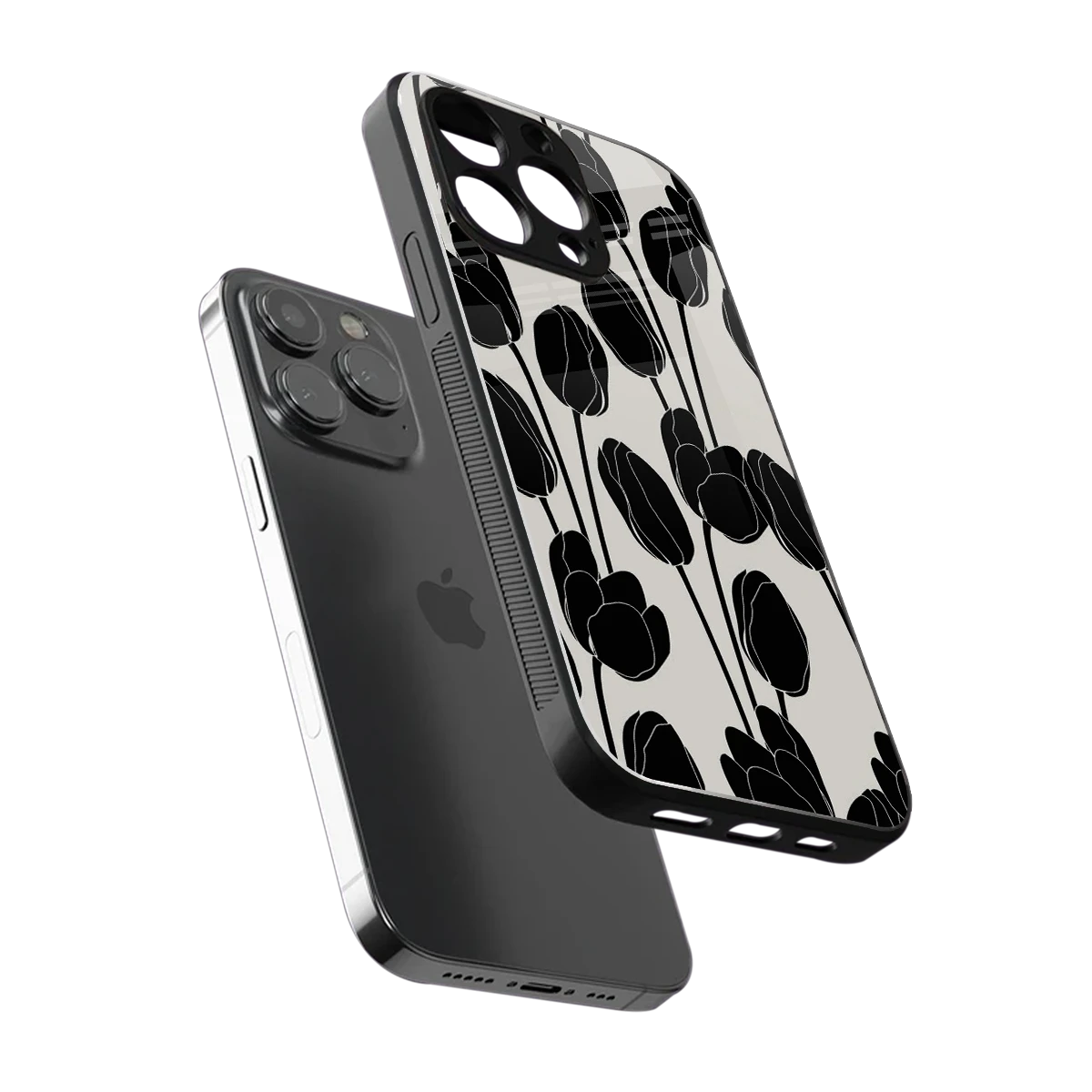 Midnight Rose sleek iphone 13 pro cover with tempered glass back and TPU edges