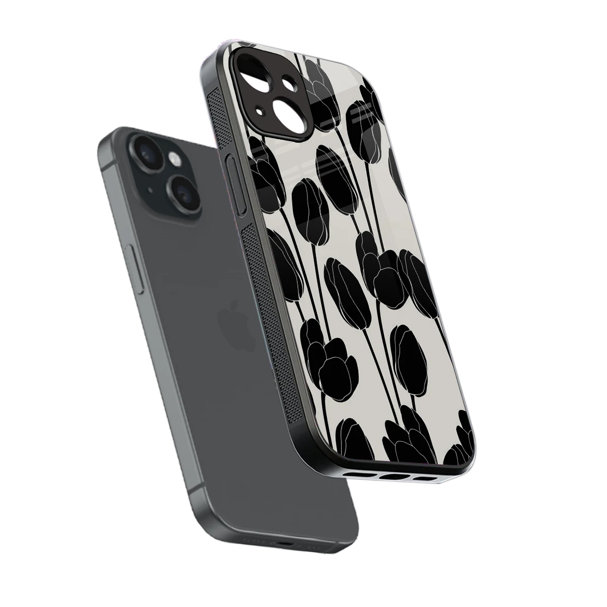 Midnight Rose sleek iphone 14 cover with tempered glass back and TPU edges