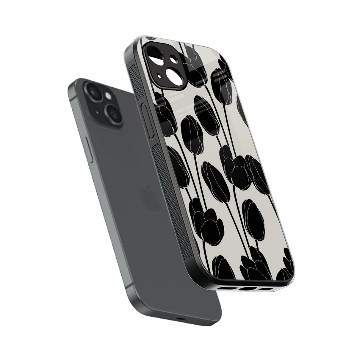 Midnight Rose sleek iphone 15 plus cover with tempered glass back and TPU edges