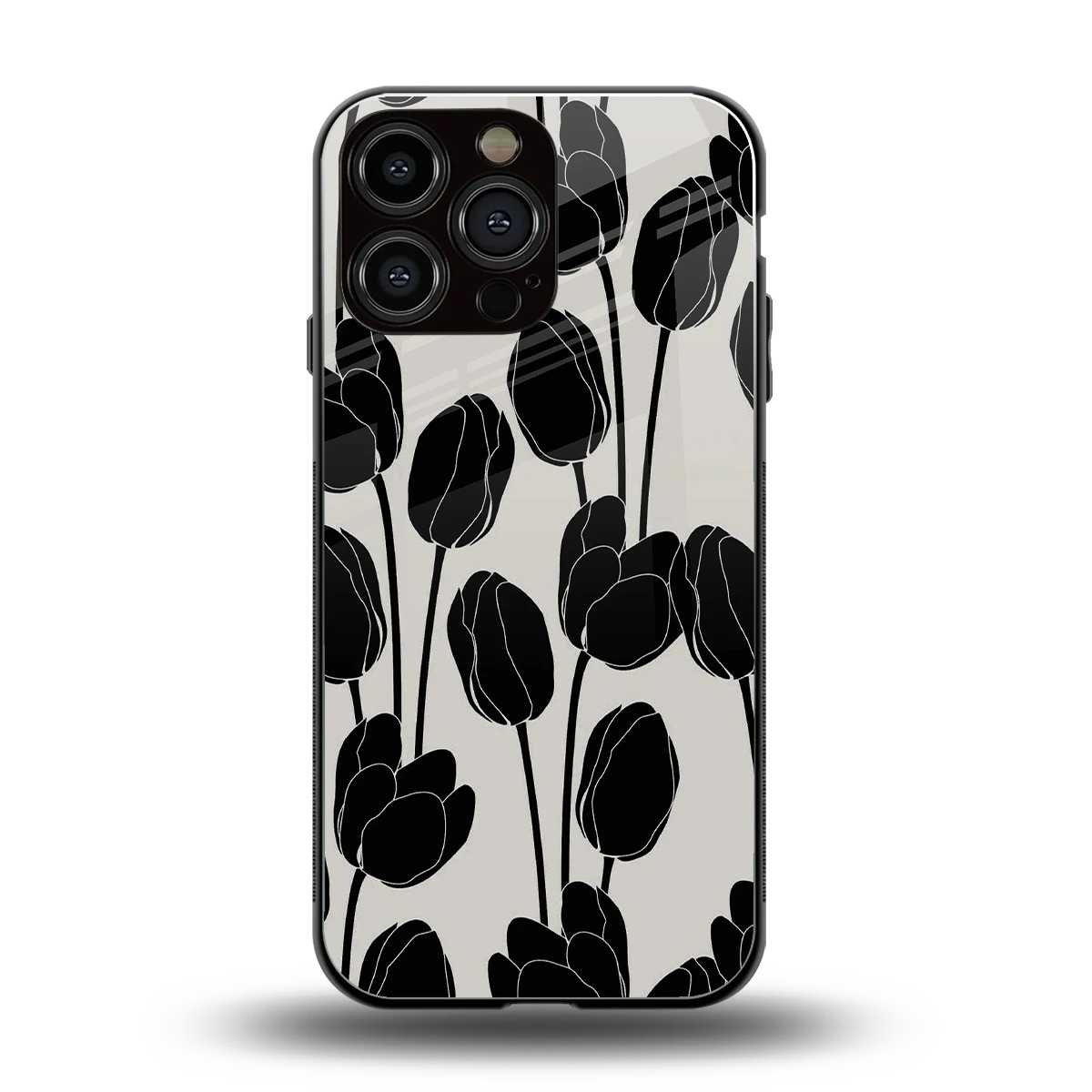 Midnight Rose back phone cover | glass case for iphone 15 pro max