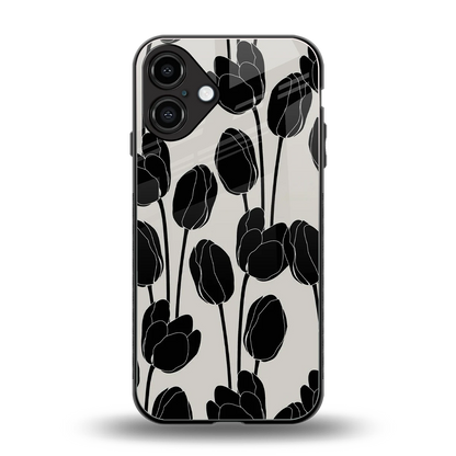 Midnight Rose back phone cover | glass case for iphone 16 plus